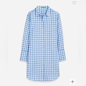 NWT Sold Out JCrew Linen-cotton blend beach shirt in gingham